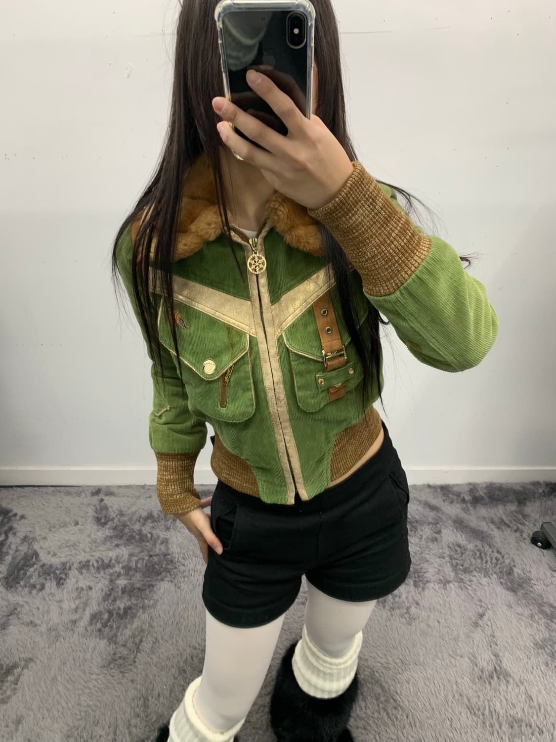 이고이스트 y2k 크롭 퍼 자켓 상품이미지1