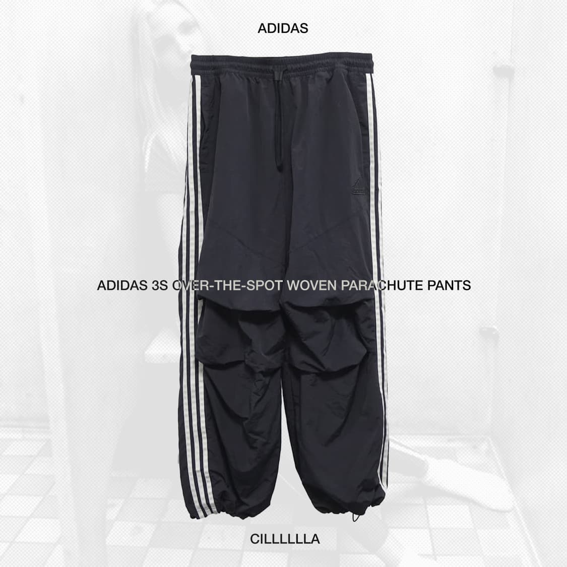 [L] ADIDAS 아디다스 3S 오버사이트 우븐 파라슈트 팬츠 상품이미지1