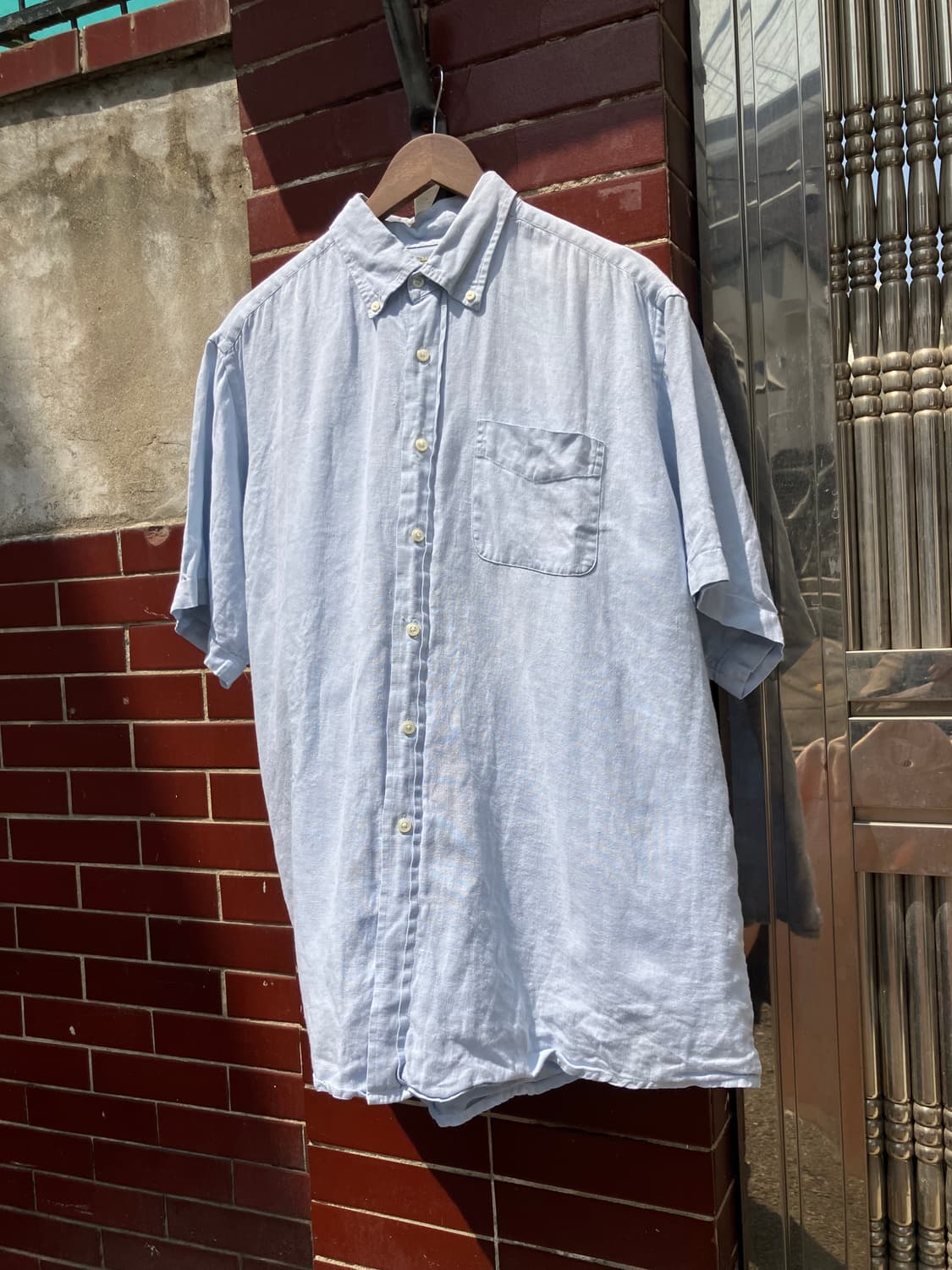 L.L.Bean 라이트 블루 옥스포드 반팔 셔츠 L 상품이미지3