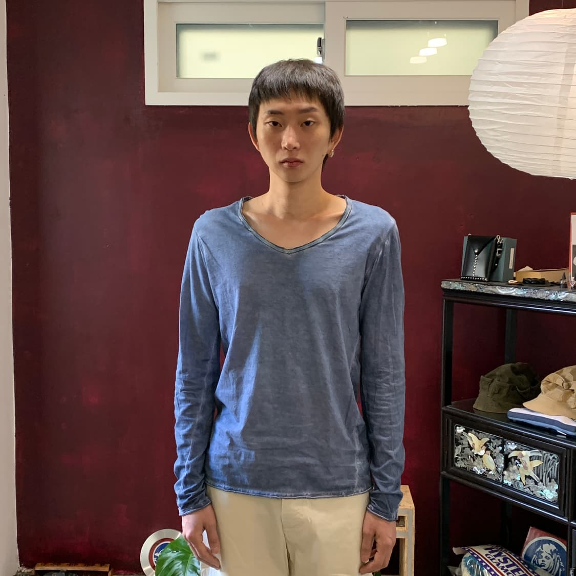 조르지오 브라토 백 레더 패치 브이넥 다잉 롱슬리브 상품이미지3