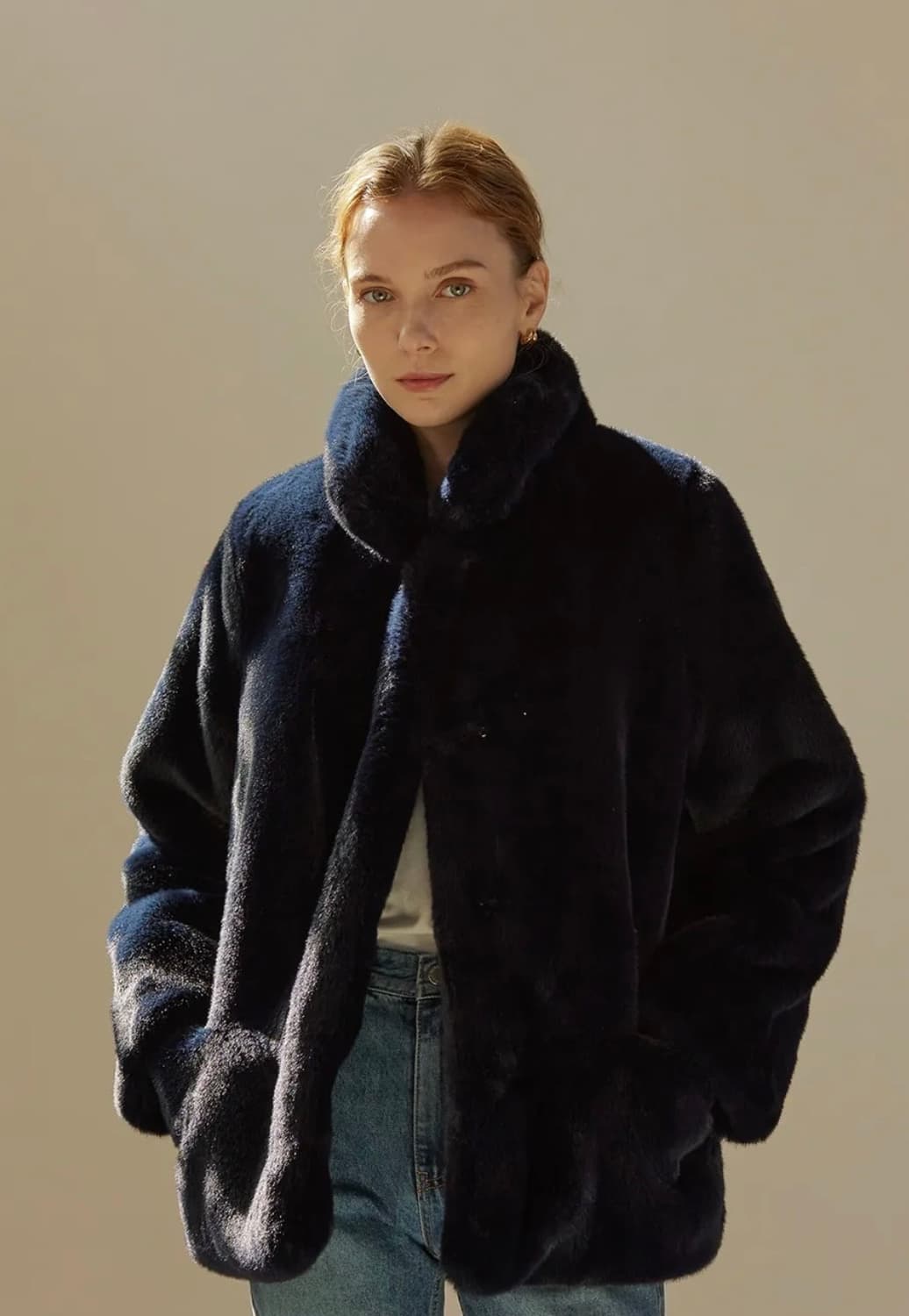 망고매니플리즈 mink fur half jacket navy 퍼자켓 상품이미지1