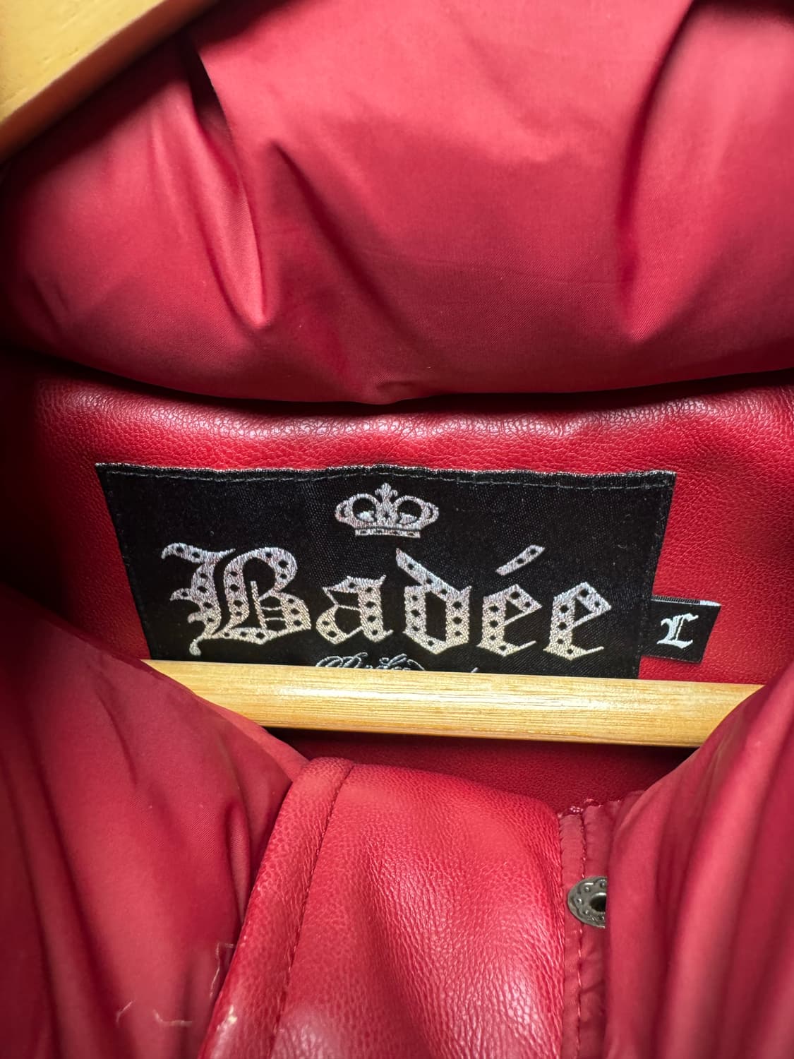 Badee 배디 빈티디 y2k 레더 셔링 자수 로고 크롭 패딩 점퍼 L 상품이미지10