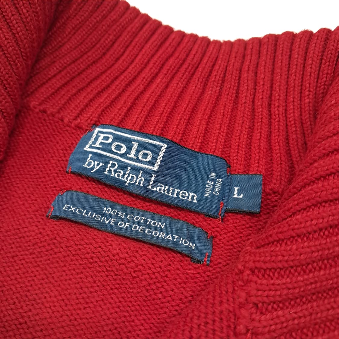 CL328 L 폴로 00s 코튼 가죽풀러 하프집업 니트 스웨터 상품이미지3