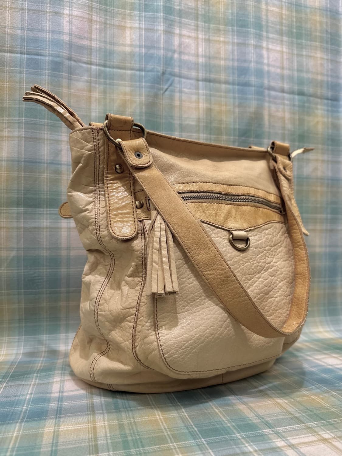Yellow Beige Real Leather Bag 상품이미지2