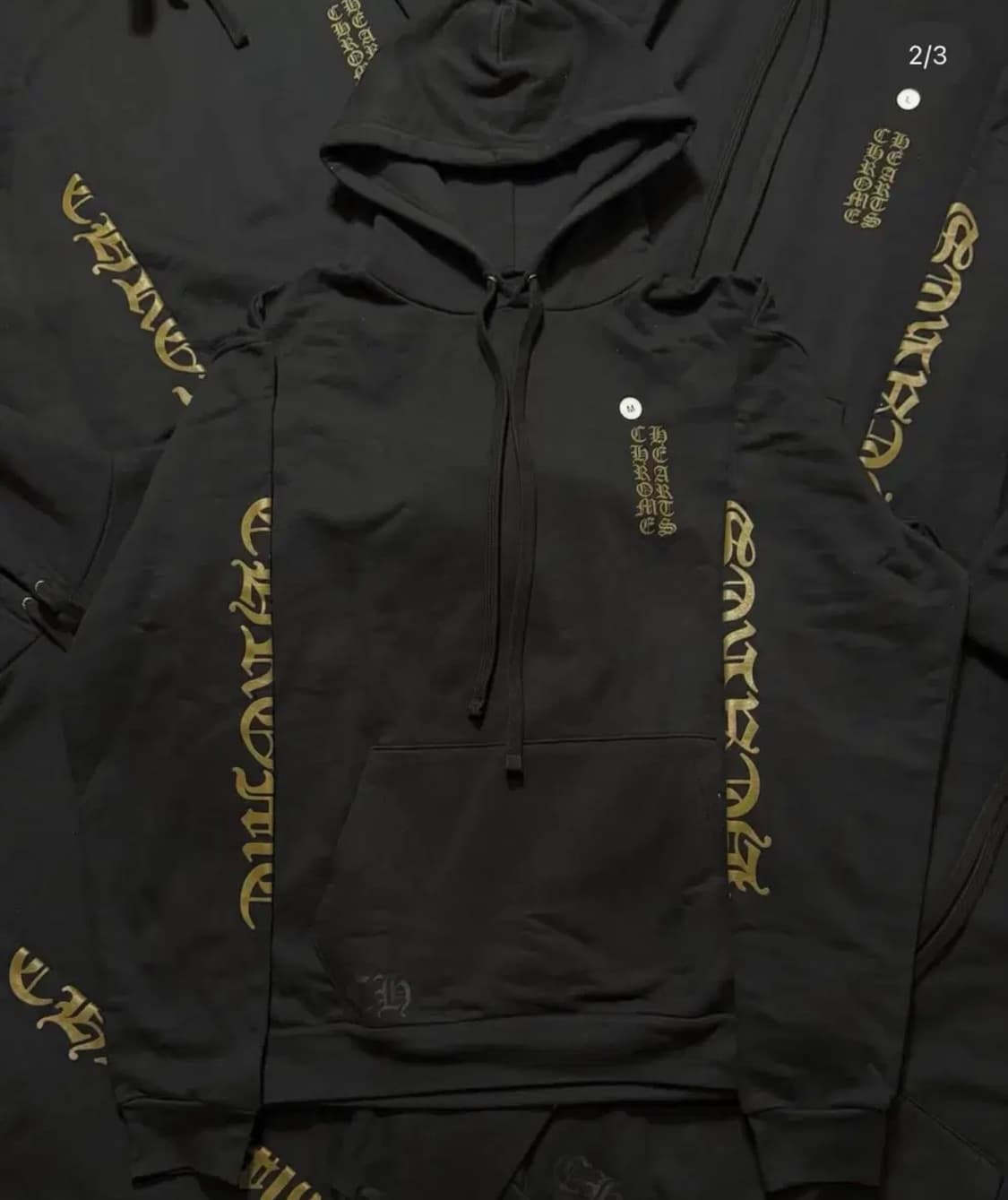 크롬하츠 버티컬 로고 후드집업 L 블랙/아미그린 상품이미지1