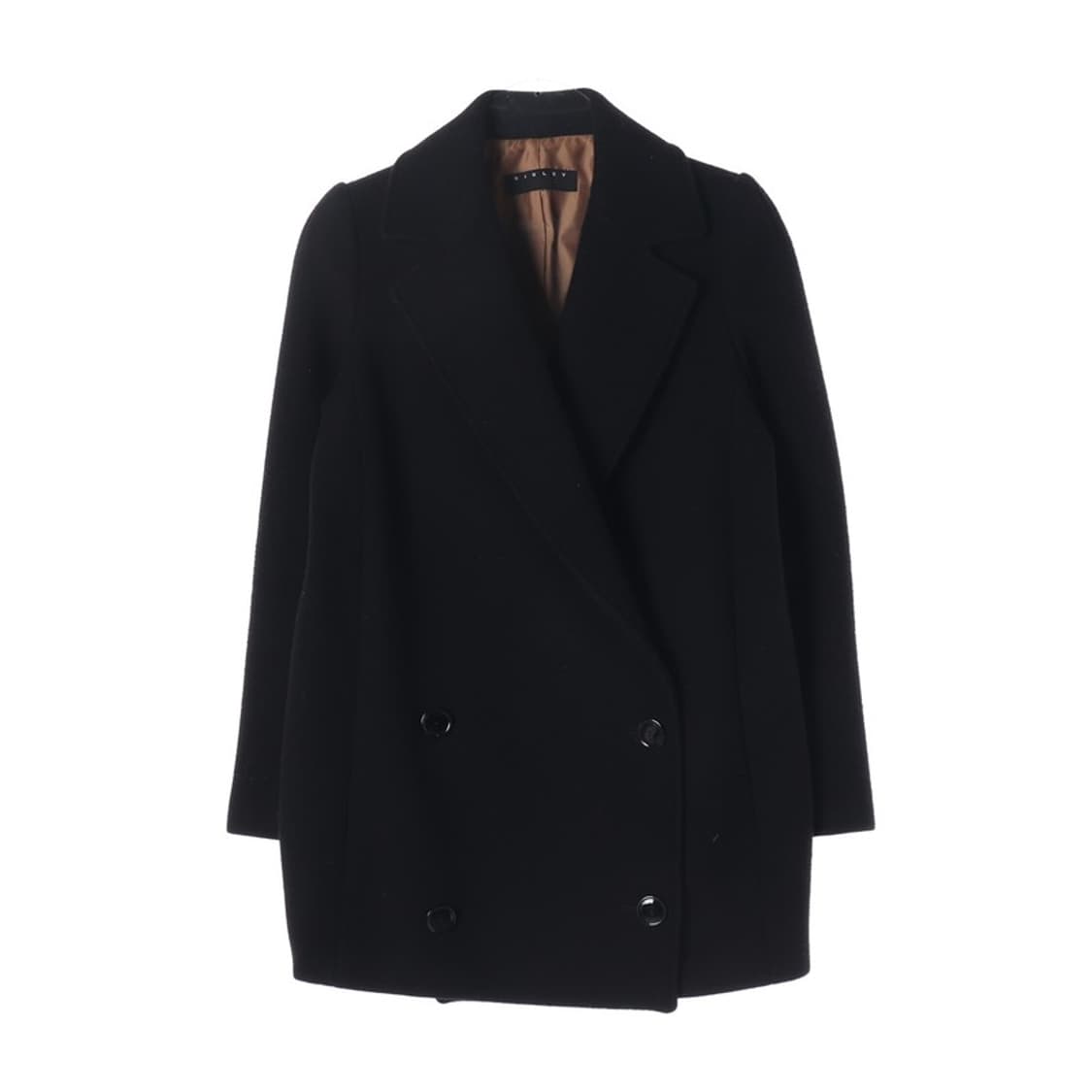 시슬리 모 100프로 더블 브레스트 블랙 하프 코트 상품이미지1