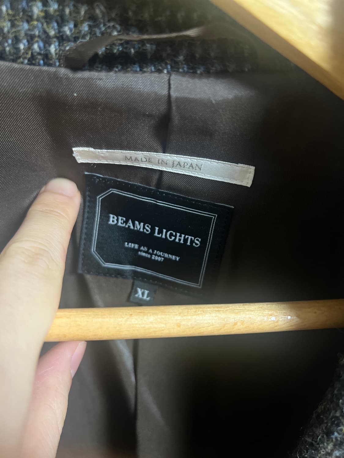 빔즈 해리스트위드 싱글 체스트 체크 코트(XL,100) 상품이미지2