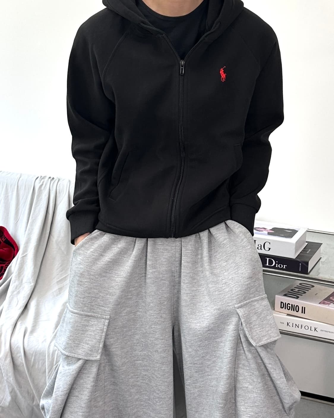 폴로 랄프로렌 니트 블랙 후드집업 M 상품이미지1