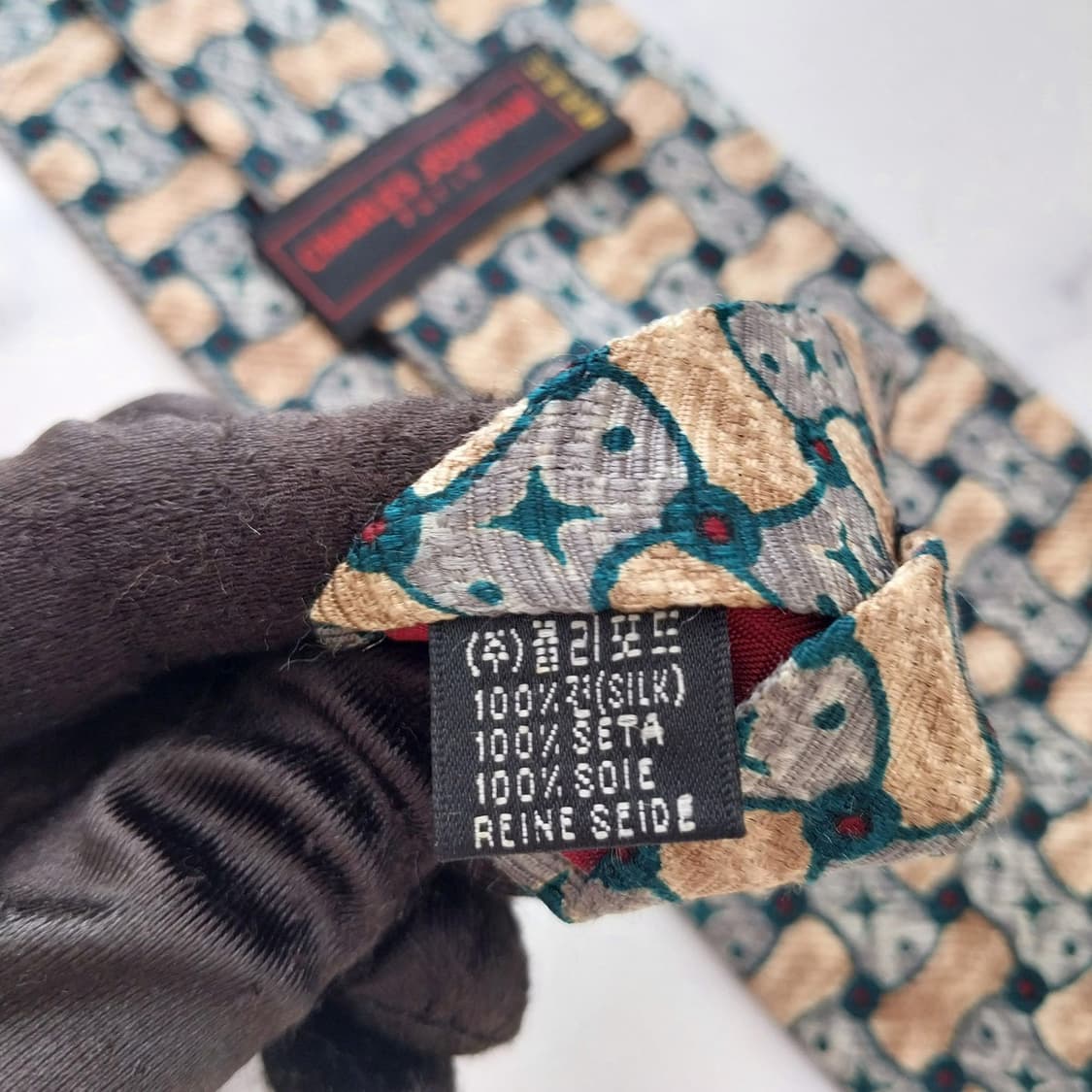 샤를 주르당 실크 그린 패턴 넥타이 9.4cm A+등급 K2359 상품이미지10