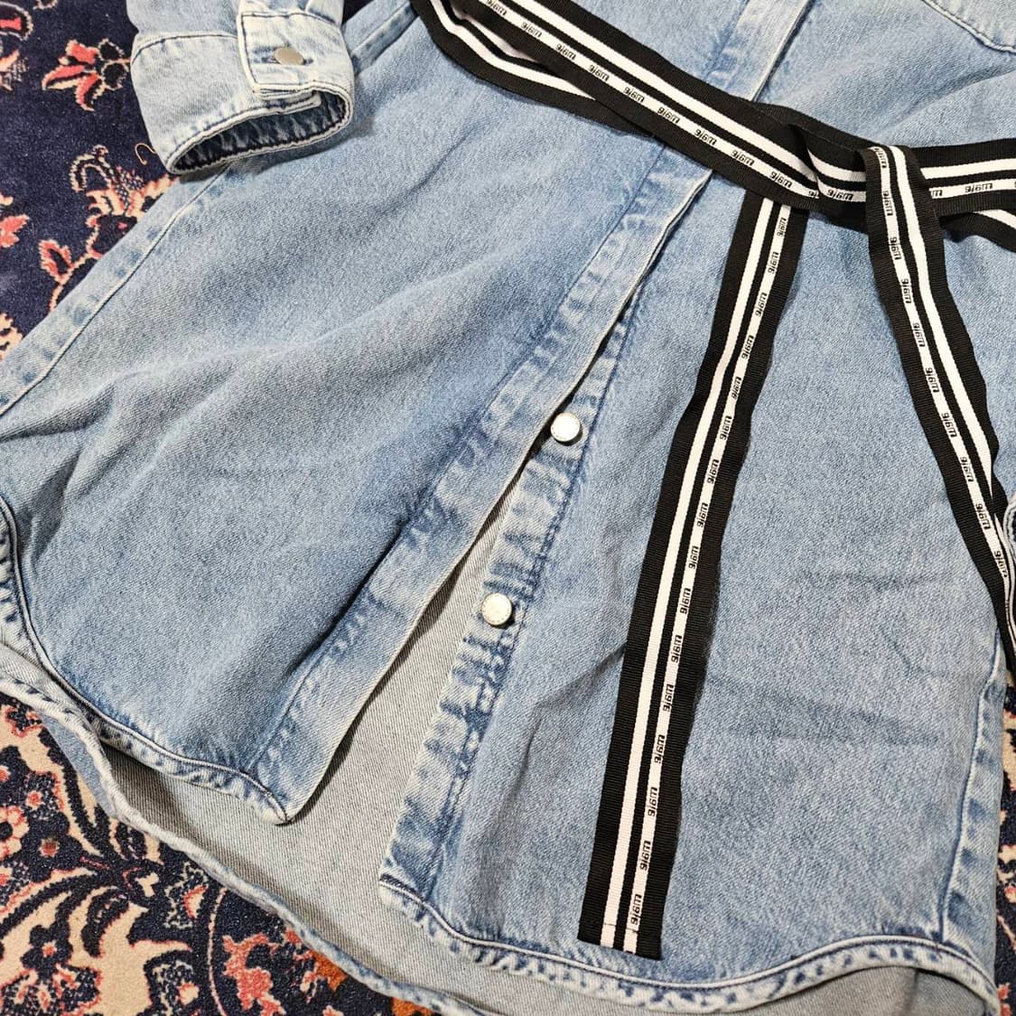 마쥬(Maje) 데님 배색 벨티드 미니 원피스 1size 상품이미지4