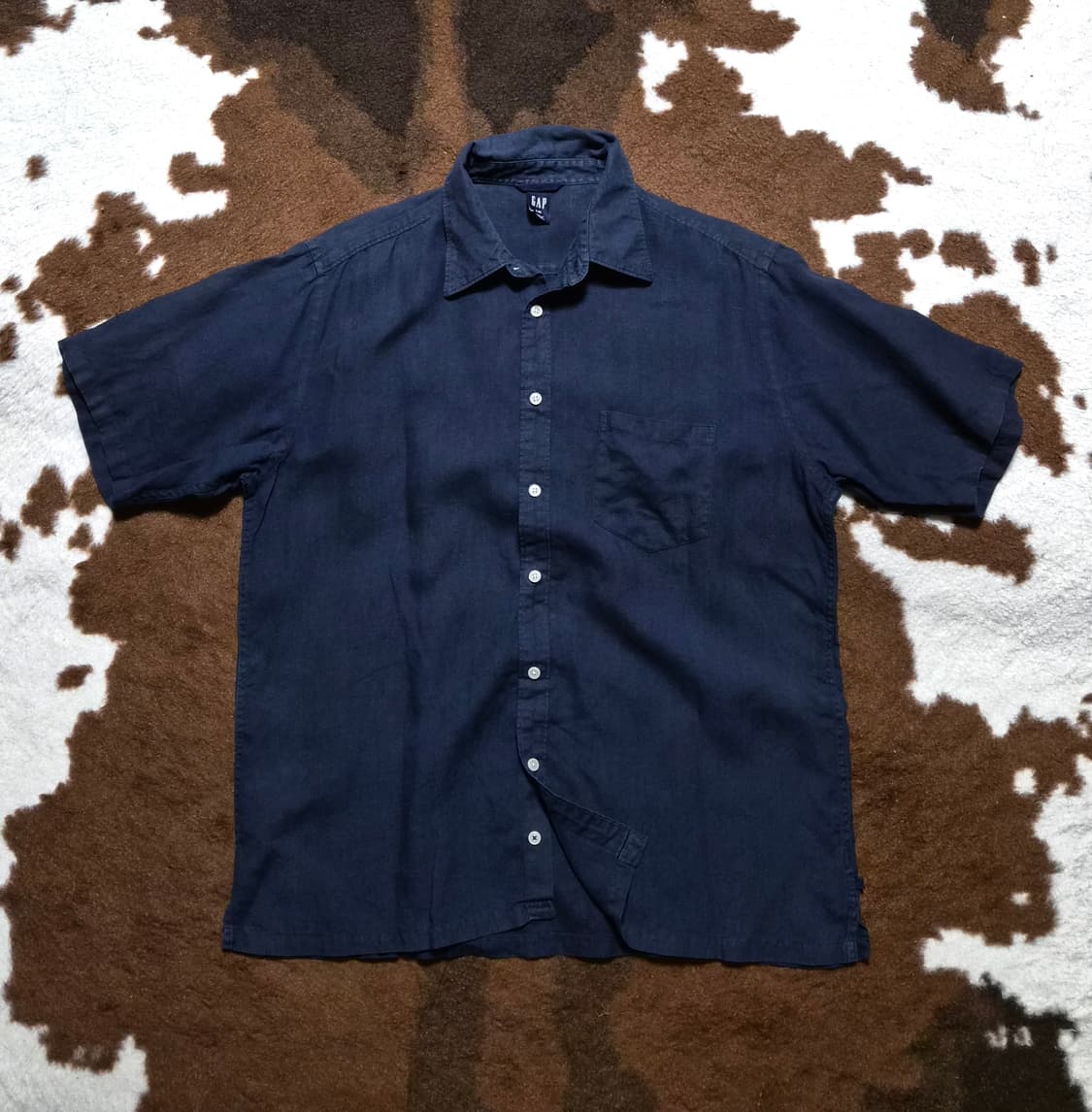 OLD GAP  남성용 마직 딥블루 반팔 남방(L) 상품이미지3