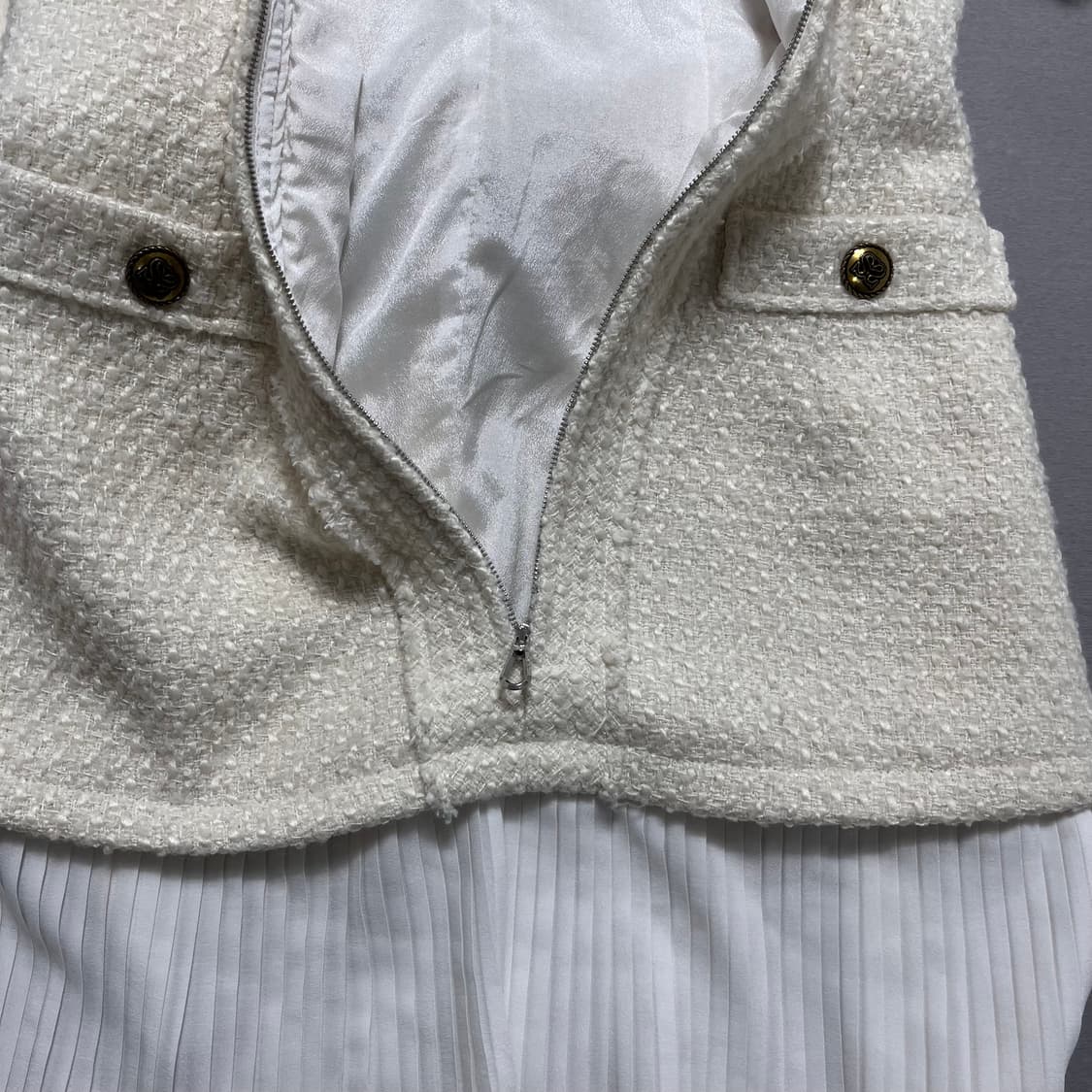 산드로(SANDRO) 트위드 플리츠 원피스 상품이미지5