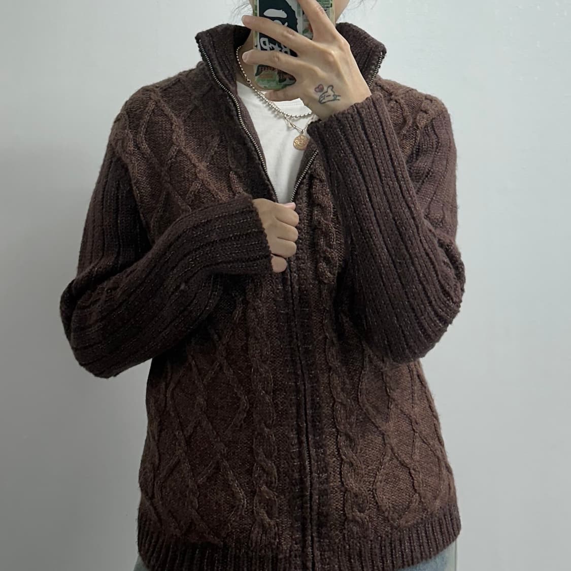 Japanese vintage 꽈배기 니트 집업 자켓 일본빈티지 상품이미지2