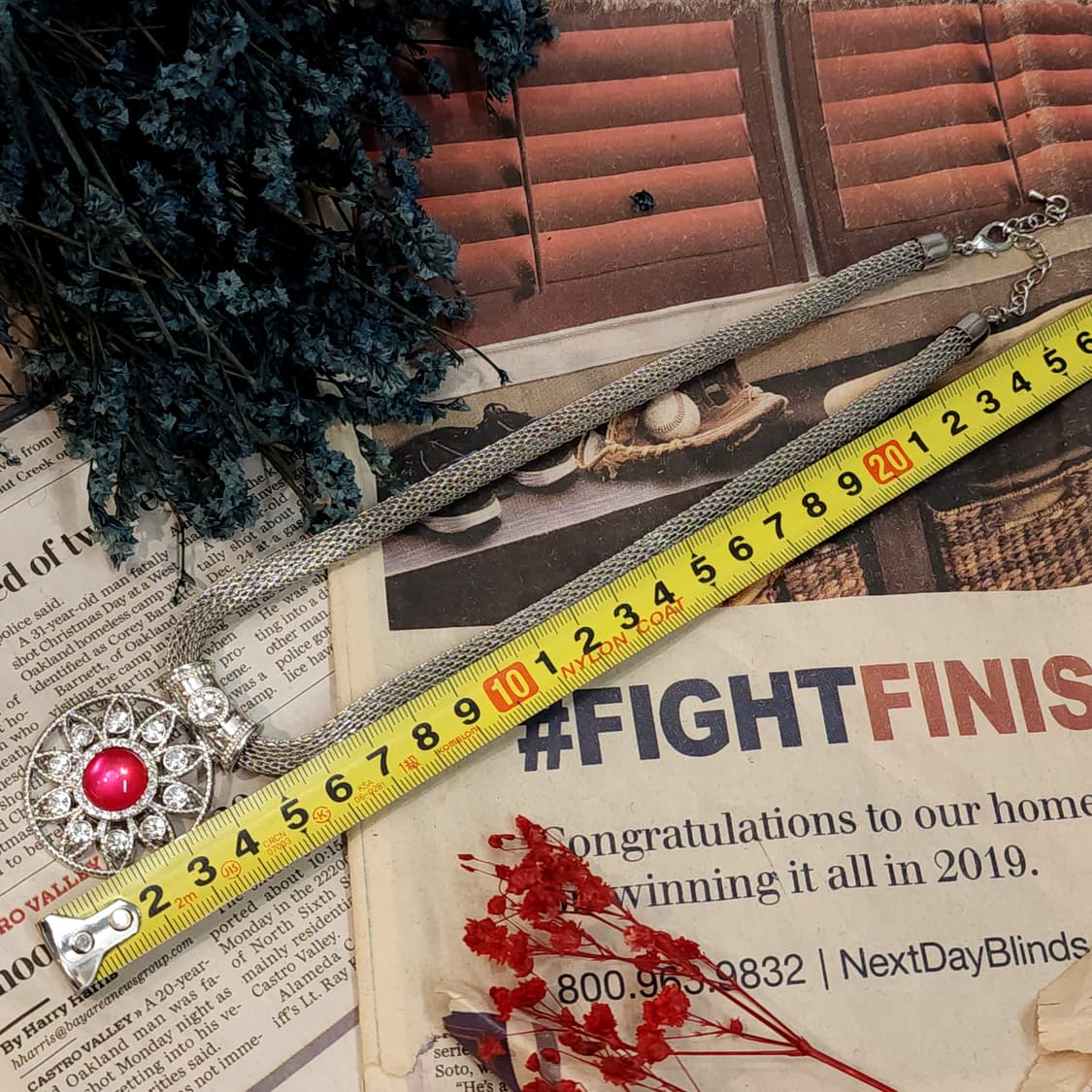 90s 프랑스 빈티지 목걸이 레드 크리스탈 플라워 펜던트 메쉬 목걸이 상품이미지8