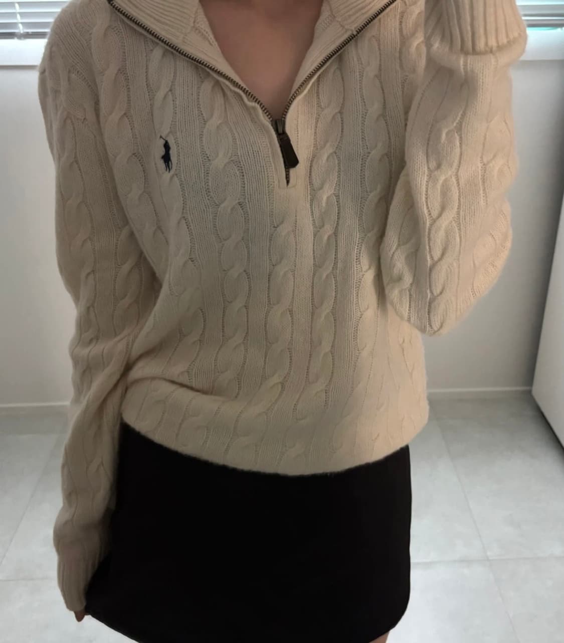 폴로 케이블 울 캐시미어 반집업 니트 상품이미지1