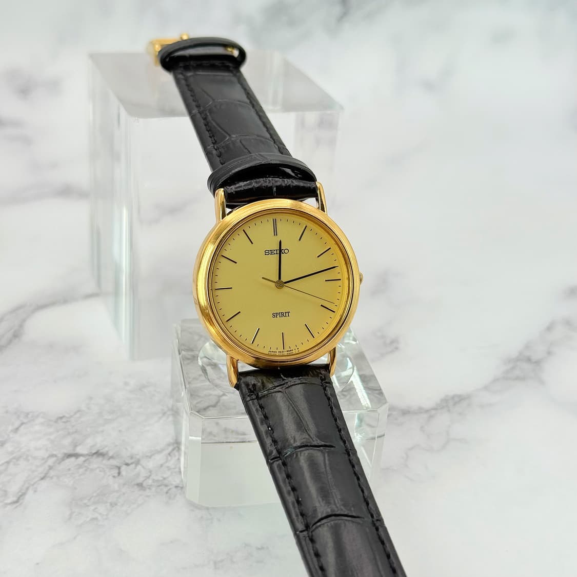 70s80s 빈티지 세이코 스피릿 골드 미니멀 드레스 워치 상품이미지4