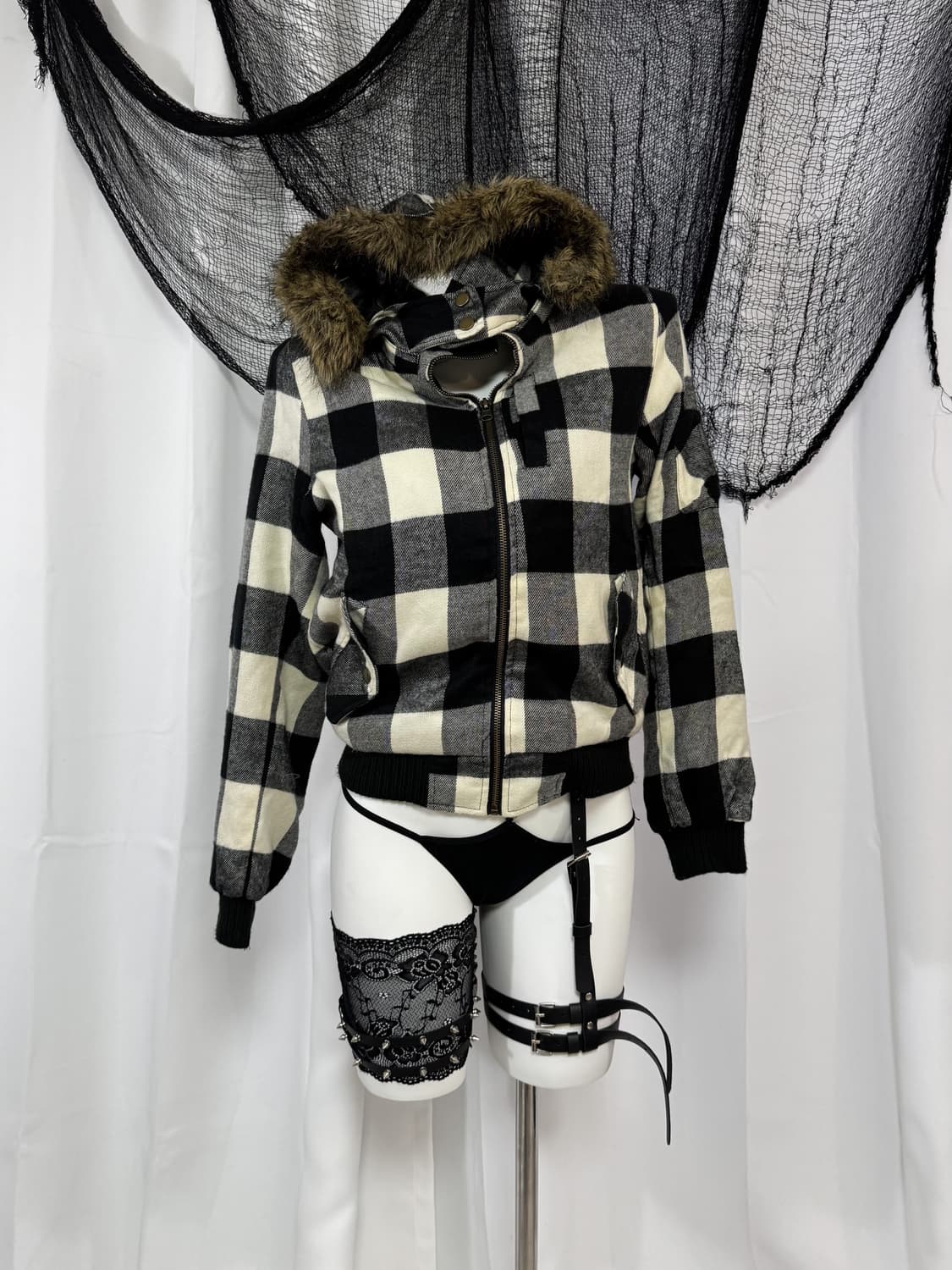  check fur jacket 상품이미지1