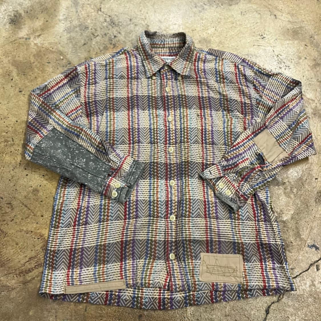 [정품/50] 미쏘니 체크 카라 셔츠 긴팔티 b17 상품이미지2