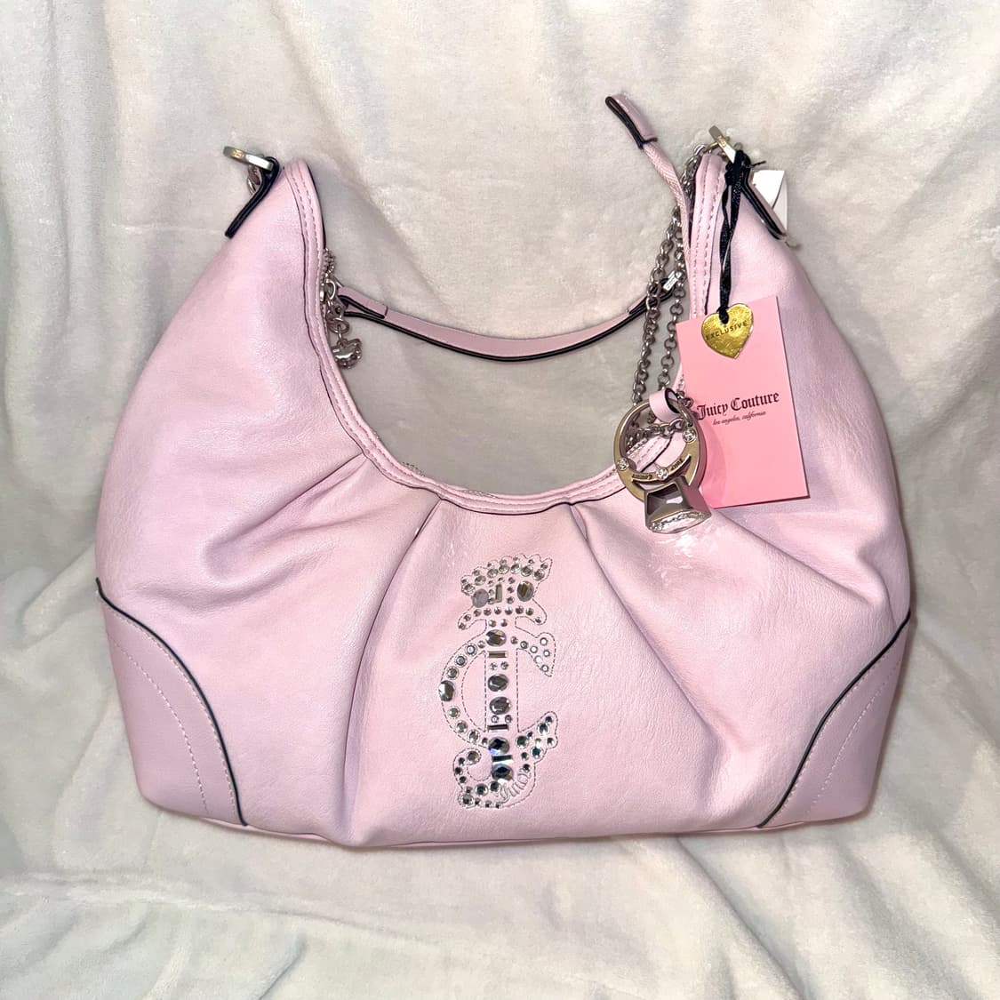 [대대장⭐️] 쥬시꾸뛰르 반지시리즈 호보백 가죽숄더백 베이비핑크 갸루 상품이미지1