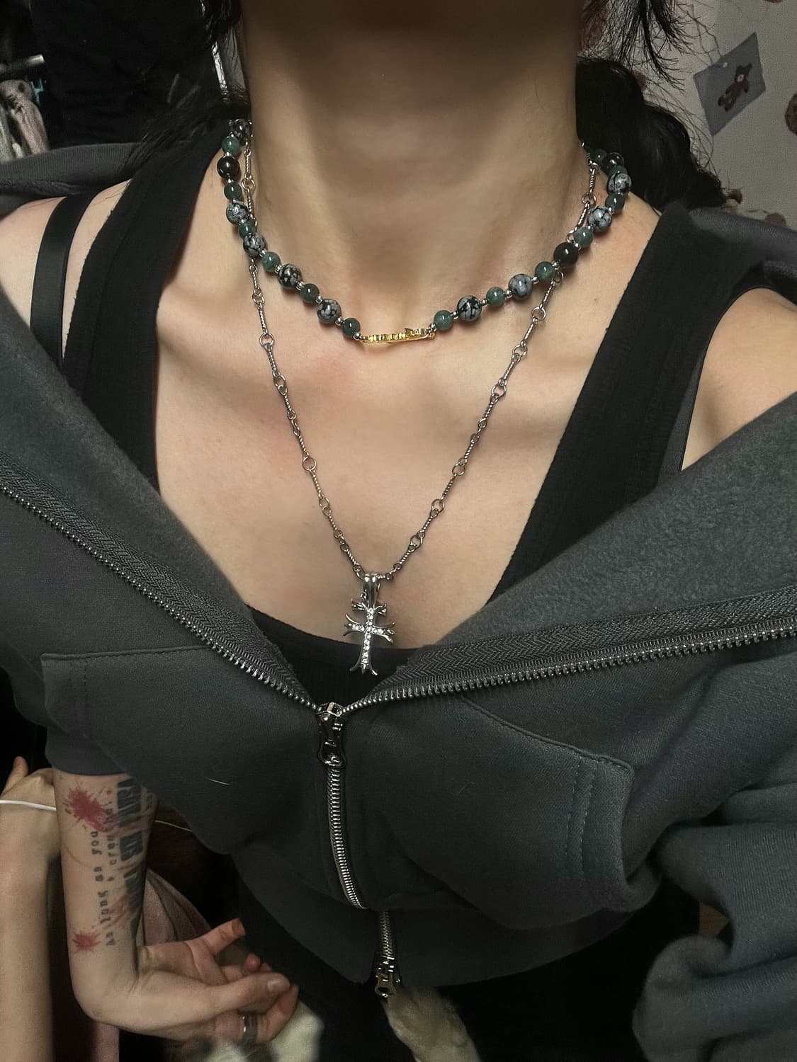 핸드메이드 원석 포인트 목걸이 상품이미지3