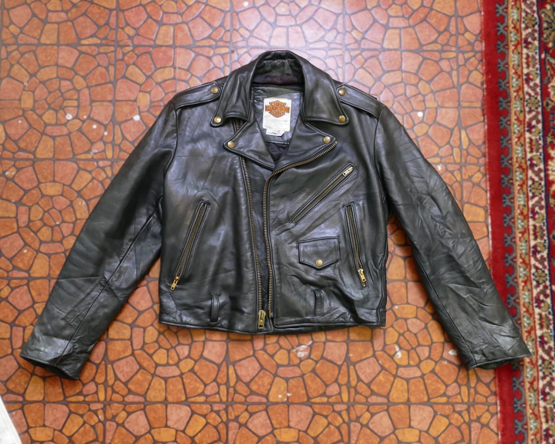 [L] USA 빈티지 Harley-Davidson 더블 라이더 레더 자켓 상품이미지1