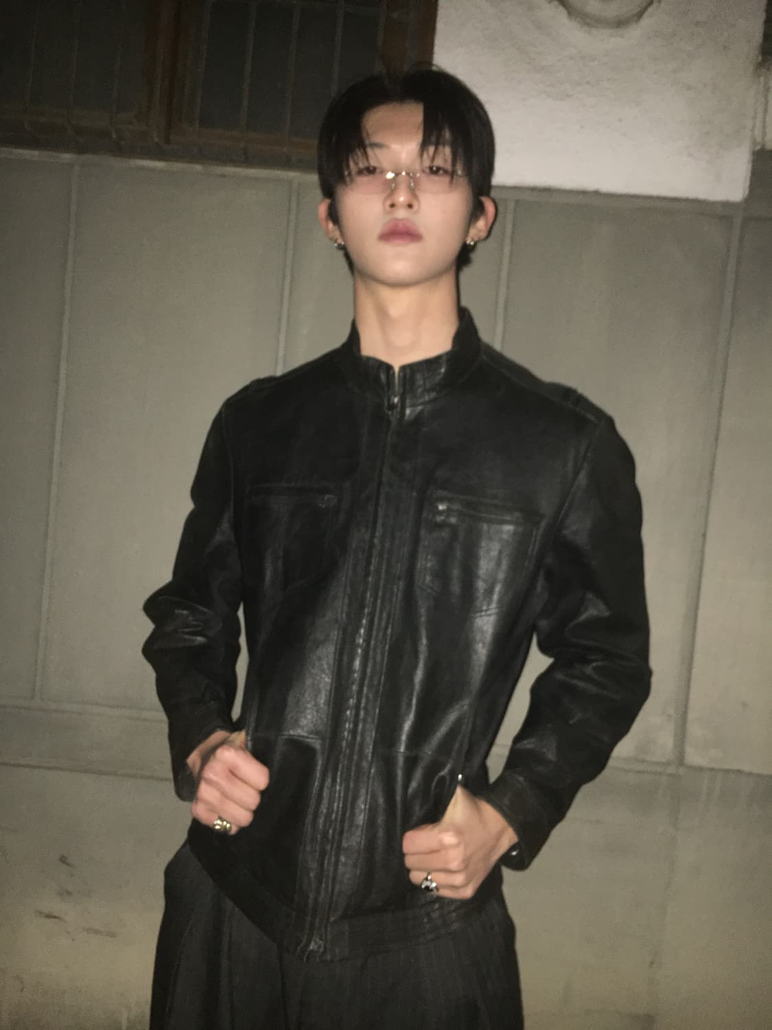 Black leather jacket 상품이미지2