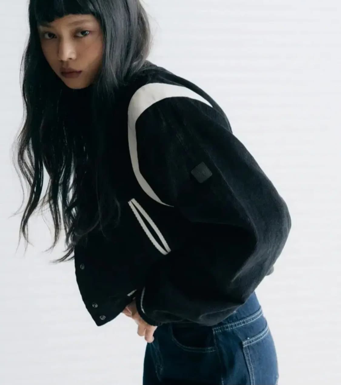 레더리 코듀로이 바시티 테디 자켓 black 상품이미지2