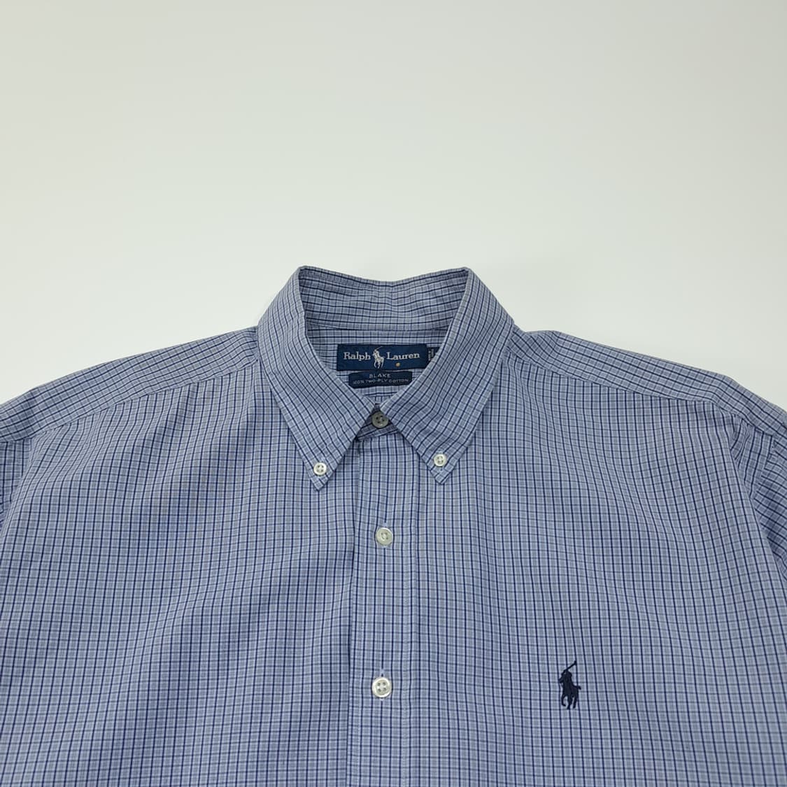 CL682 L 폴로 90s 코튼 마이크로체크 블루 셔츠 남방 상품이미지2