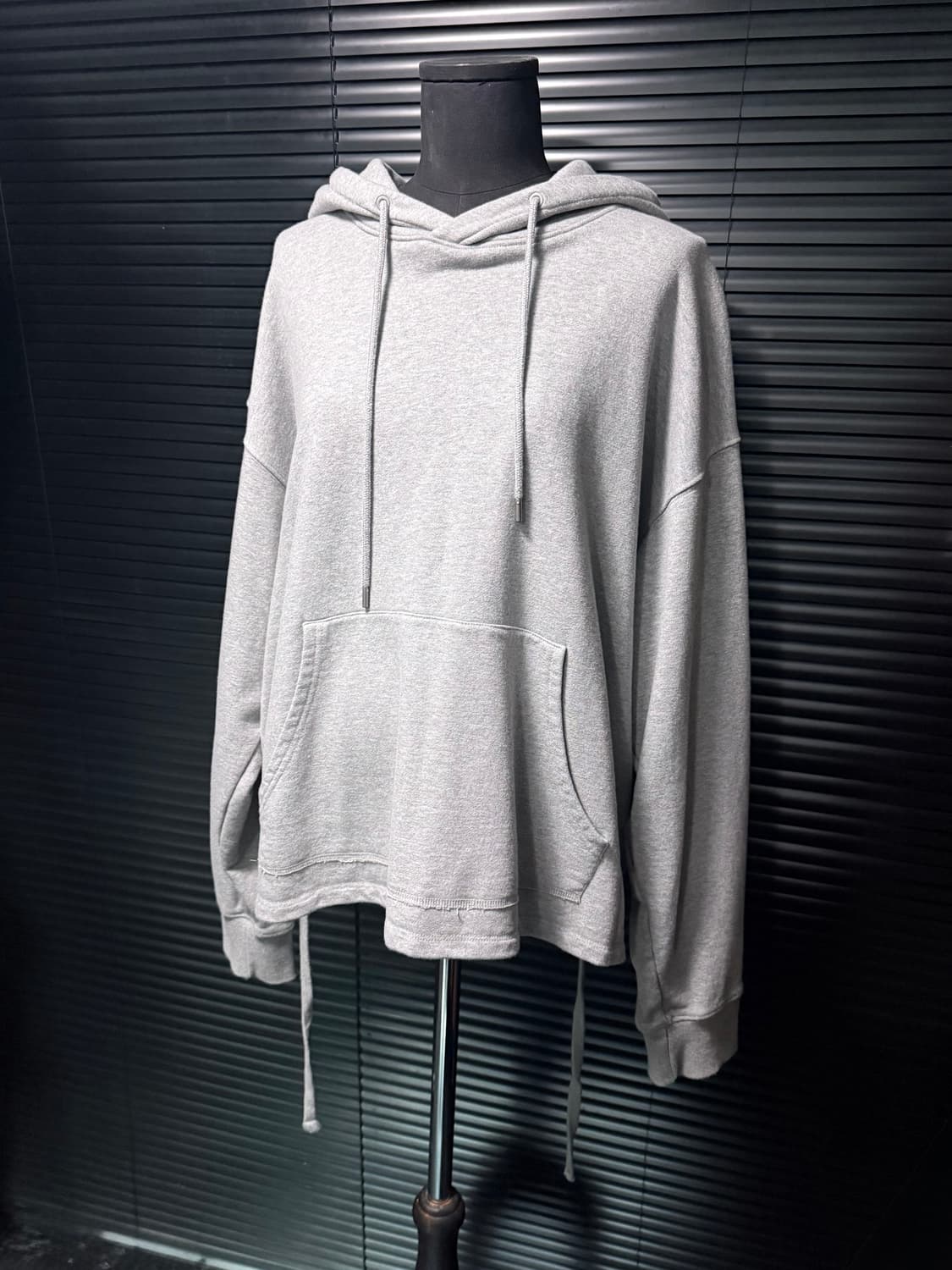 NOHANT 노앙 스웻 오버핏 후드 후디 레이어드 랩 끈 그레이 회색 S 상품이미지1