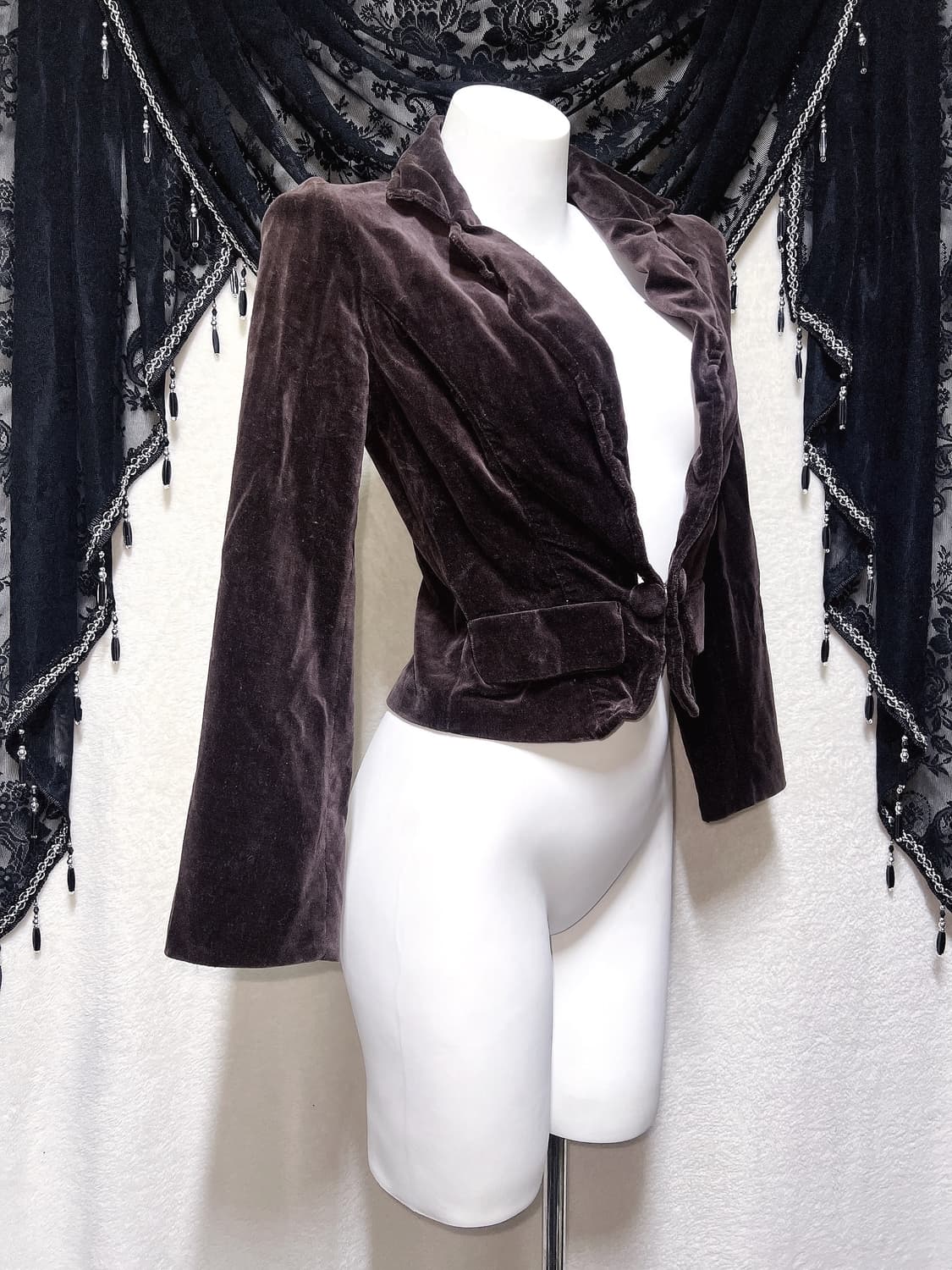 로맨틱고딕 고스로리 펑크 브라운 벨벳 블레이저 자켓 공겜 오리엔탈 갸루 상품이미지2
