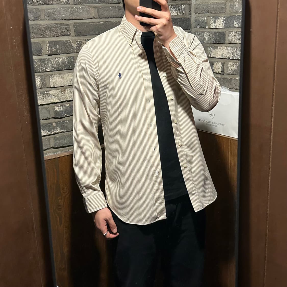S) 폴로 랄프로렌 클래식핏 스트라이프 셔츠 큐알탭 신형 상품이미지9