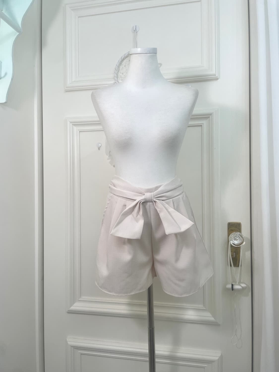 pink ivory bow point pleats summer bandi 상품이미지1