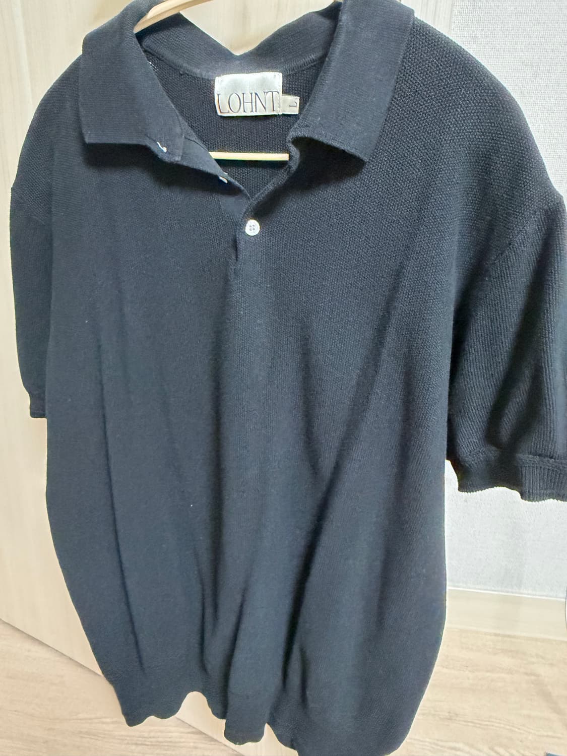 론트 kkst 니트 플레인 패턴 버튼 카라 셔츠 L 블랙 상품이미지1