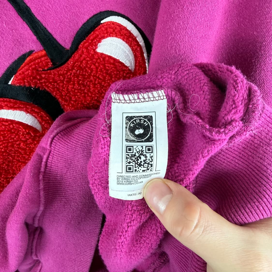  (무료배송)1) 키르시 체리 맨투맨 핫핑크 상품이미지5