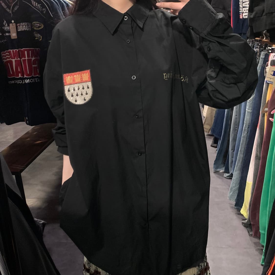 [IM] 디테스 스컬 로즈 핫픽스 셔츠 블랙 상품이미지4