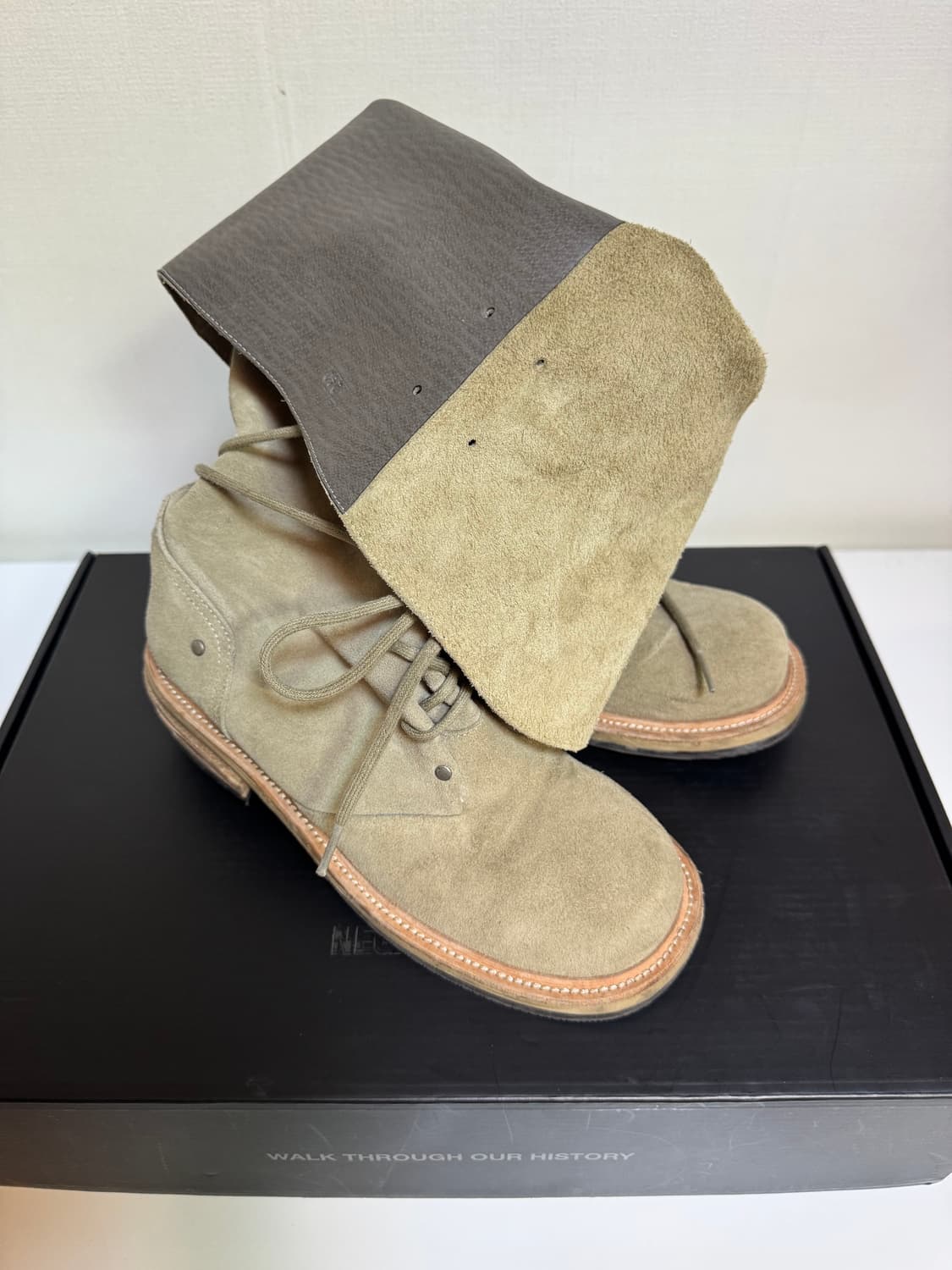 네거티브쓰리 Folded lace-up long boots_Sand 상품이미지5