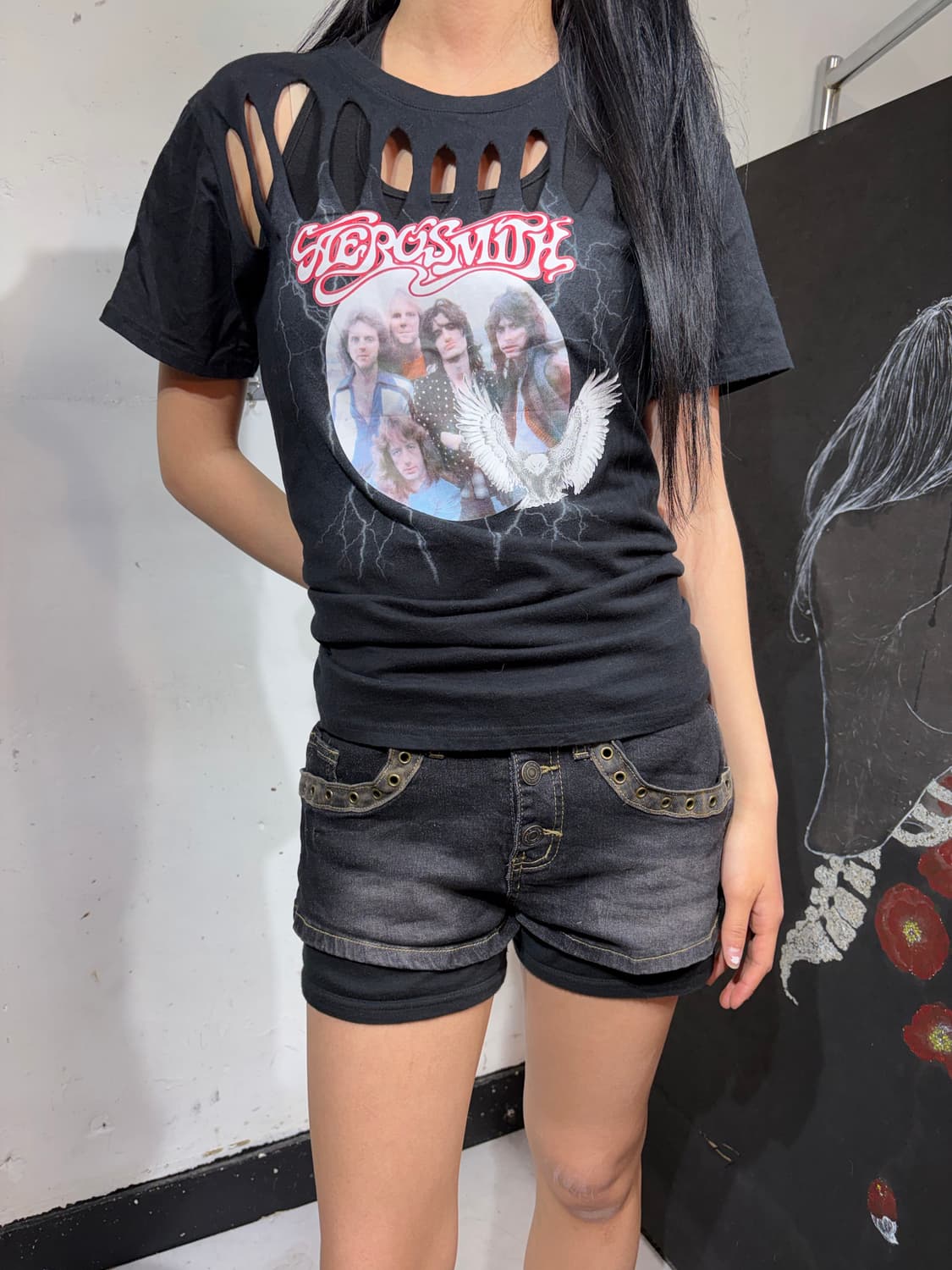 Aerosmith 갸루깔 밴드 락 티셔츠 M 상품이미지5