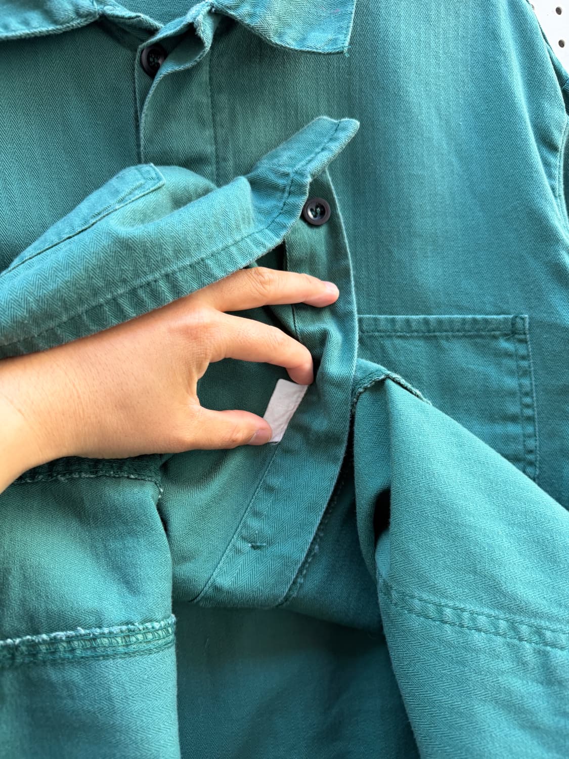 1980s FRENCH SAGE GREEN HBT 헤링본 프렌치워크자켓 상품이미지8