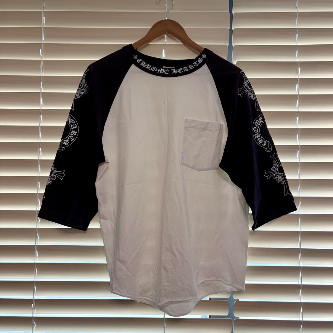 레어) 90s 올드 크롬하츠 베이스볼 멀티로고 7부 래글런 티셔츠 L 상품이미지1