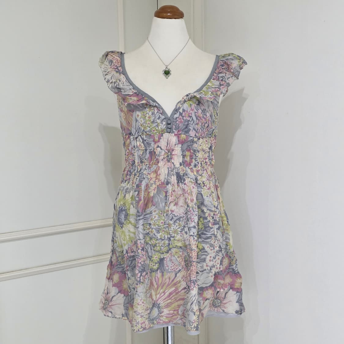 질스튜어트 일본빈티지)플로럴 휴양지 모리걸st 쉬폰 민소매 여름원피스 상품이미지2