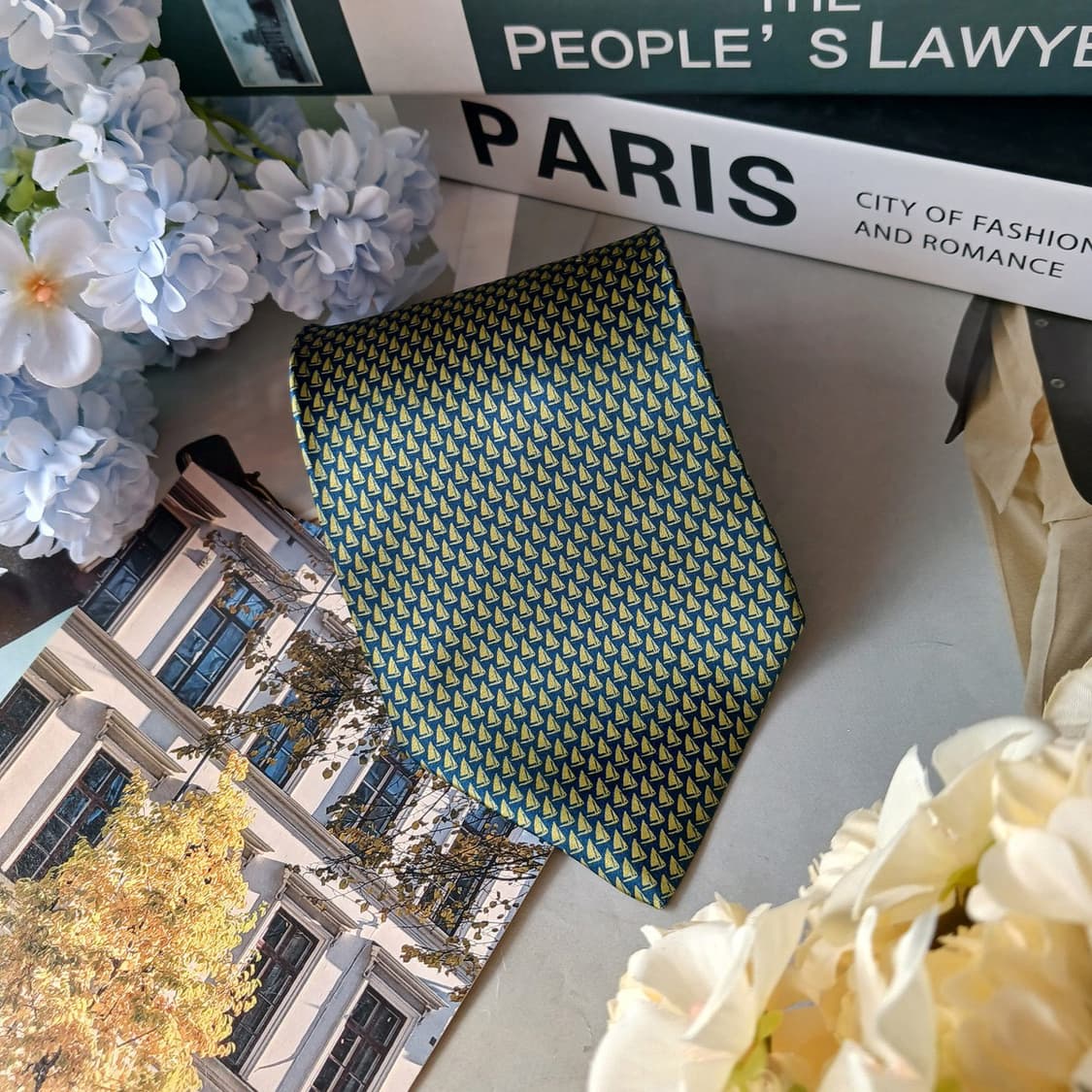 던힐 실크 네이비 요트 패턴 넥타이 9.5cm S등급 G24 상품이미지3