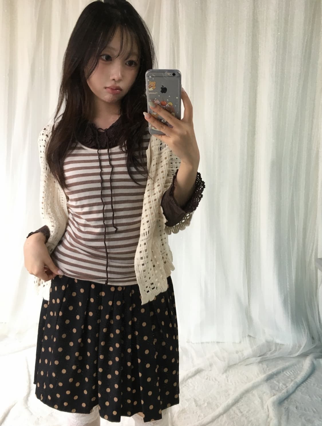 빈티지 초코 도트 너드 모리 코디세트 상품이미지2