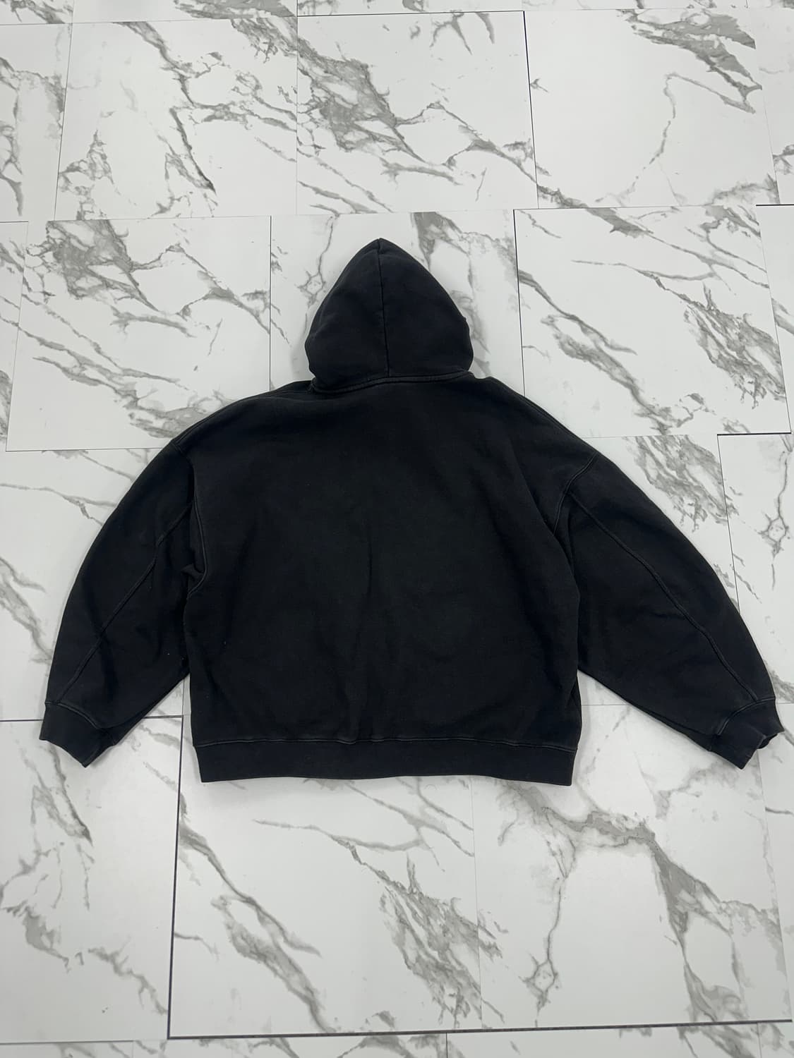 파사드패턴 피그먼트 블랙 후드집업 상품이미지2