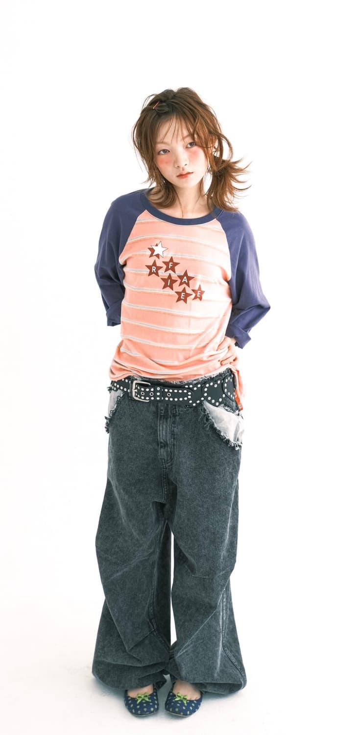 rainbow raglan t-shirt (pink) 상품이미지1