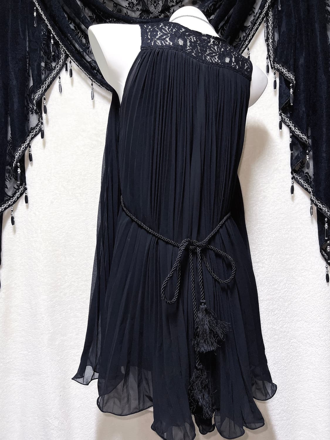 로맨틱고딕 고스펑크 블랙 레이스 쉬폰원피스 드레스 아카이브 핀터 페어리 상품이미지9