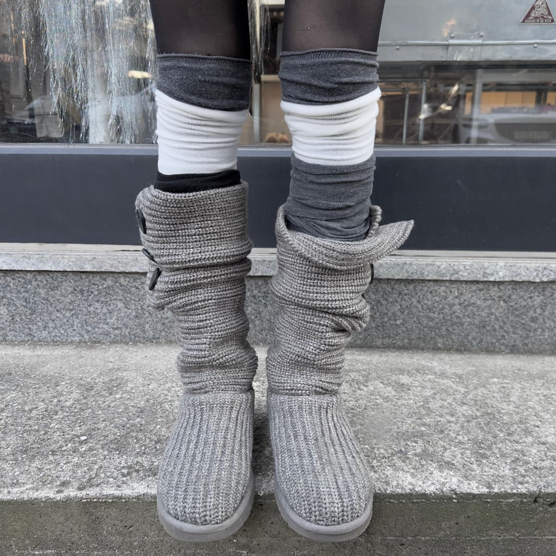 2000s Y2K 니트 카디 어그 부츠 상품이미지5