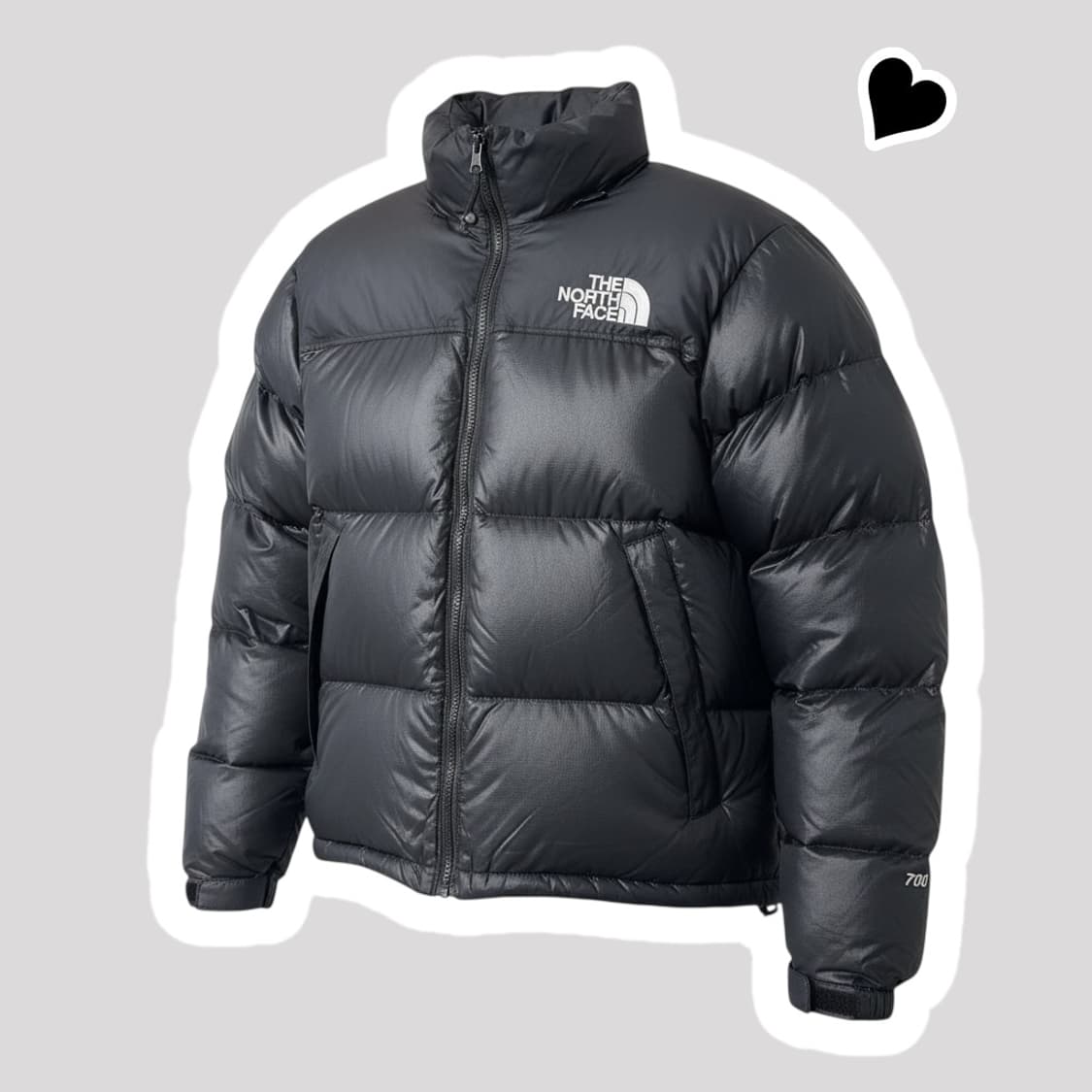 우먼 노스페이스 블랙 중앙로고 눕시 구스다운 패딩 상품이미지1