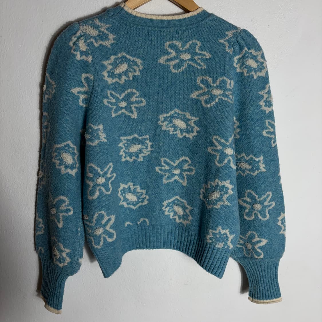 써스데이 아일랜드X토드 셀비 자카드 하늘색 니트(S) 상품이미지2