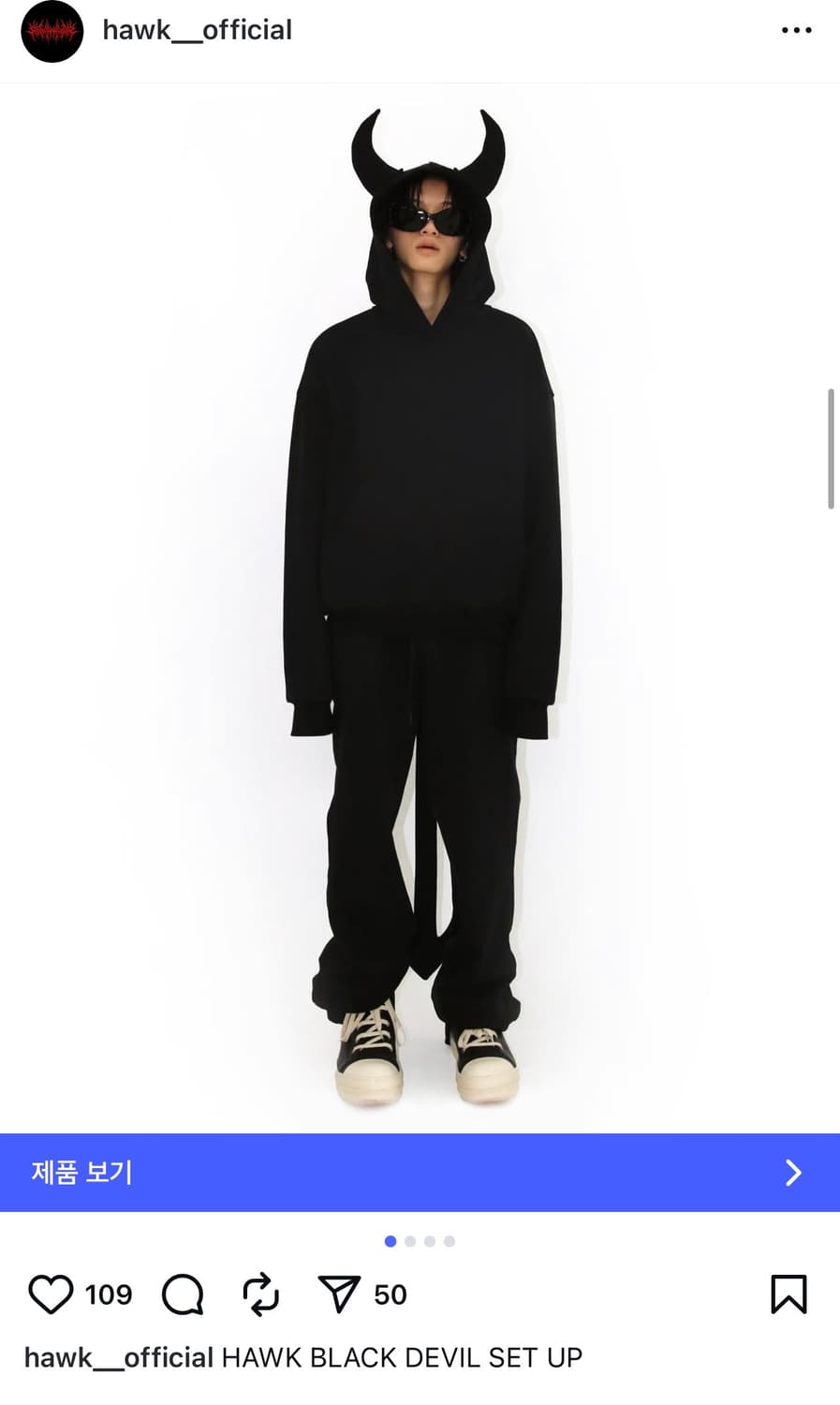 (구매) hawk 블랙 데빌 악마 후드  상품이미지1