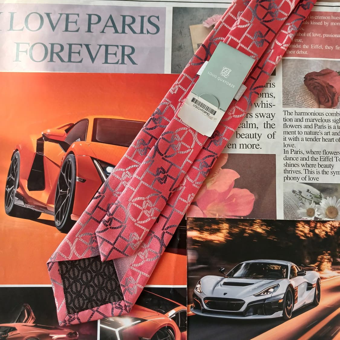 루이까또즈 실크 살구핑크 모노그램 넥타이 8.2cm 새상품 A18946
 상품이미지4